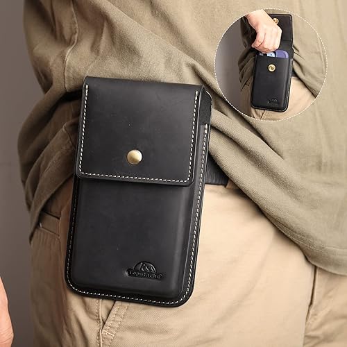 Miniatura 8 de Topstache Funda de cuero extragrande para cinturón, S23 Ultra S23 Plus, soporte de clip para cinturón para hombre, bolsa de cuero para iPhone 14 Pro
