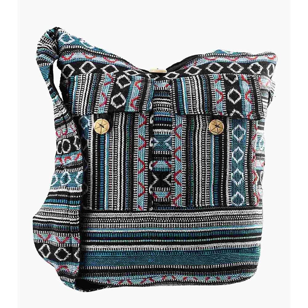 Little India Ethnic Dari 2 Pocket Shoulder Bag 13"x15"x3" - Image 2 thumbnail