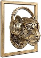 JJALIGHTS Leopard Head Resin Wall Sculpture - Vintage Imitation Copper Wall Art Hanging Decor for Living Room, Bedroom, Office