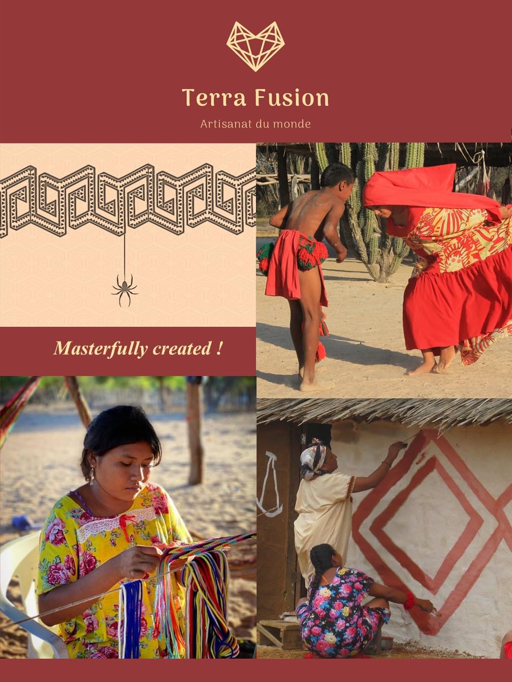 TERRA FUSION Bolso Wayuu hecho a mano | Bolsa Cubo Medio | Bolsa Ética | Rosa, rosa, Medium