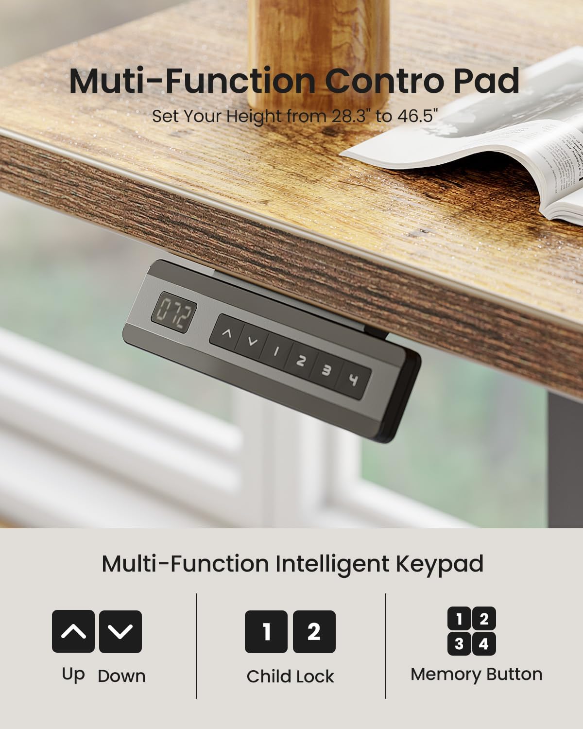 FEZIBO Electric Standing Desk,55×32 inch L Shaped Corner Desk, 4 Memory Height Settings,Home Office & Computer, Ergonomic Sit and Stand Up Desk with Splice Board,Rustic Brown