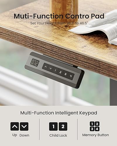 Miniatura 32 de FEZIBO - Escritorio eléctrico ajustable para trabajar sentado o de pie, 40 x 24 pulgadas, para oficina en casa, escritorio ergonómico para Negro