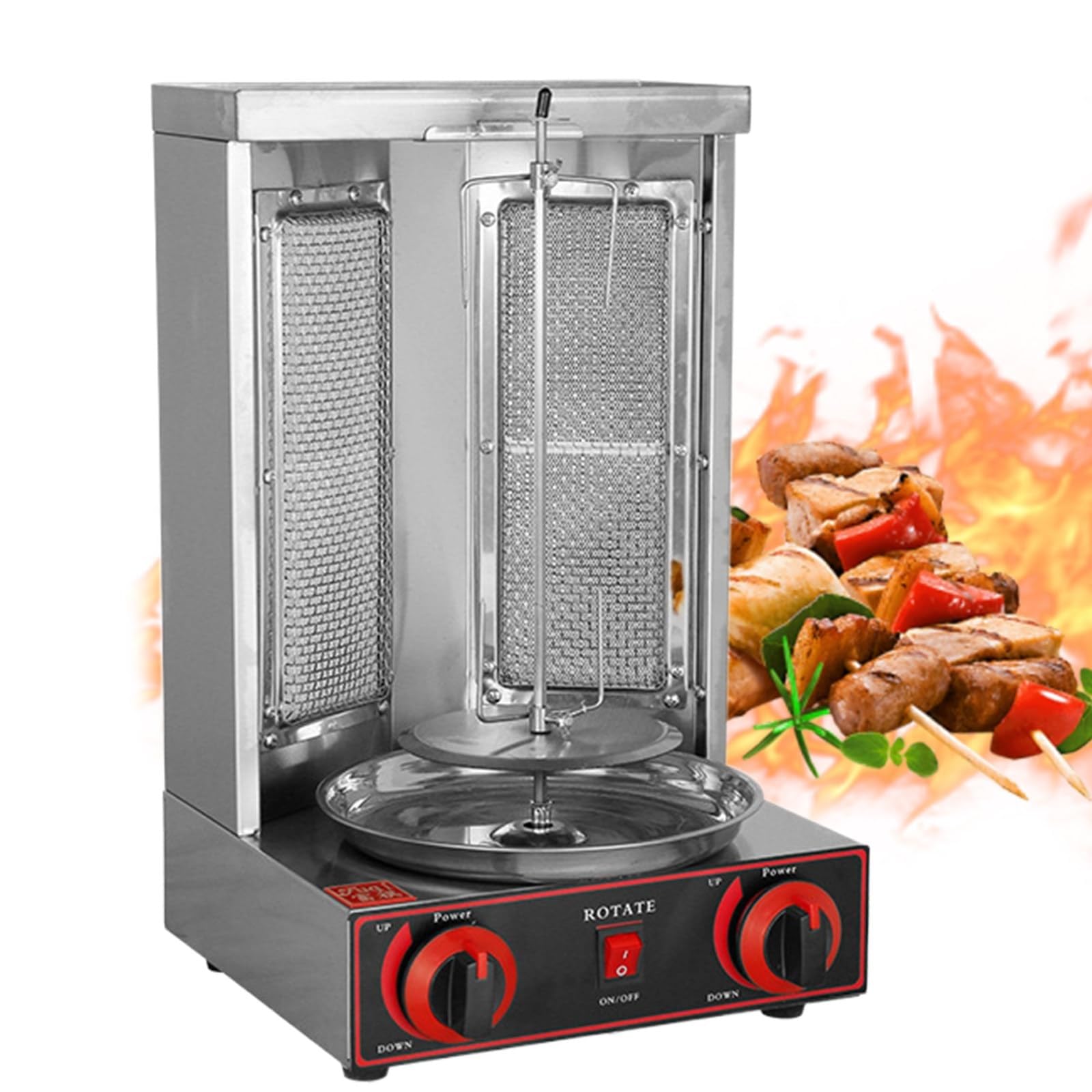 Vertical Rotisserie Shawarma Machine, Rotating Grill, Oven, Chicken, 110V/220v Doner Kebab For Restaurant, Home Kitchen &amp; Commercial Usage(Silver)