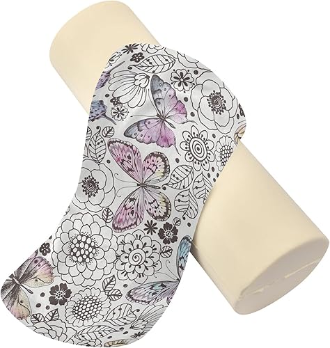 Miniatura 4 de JUNZAN Flying Butterflies - Fundas de almohada de espuma viscoelástica para el cuello, almohadas redondas largas para cama para soporte de cuello,
