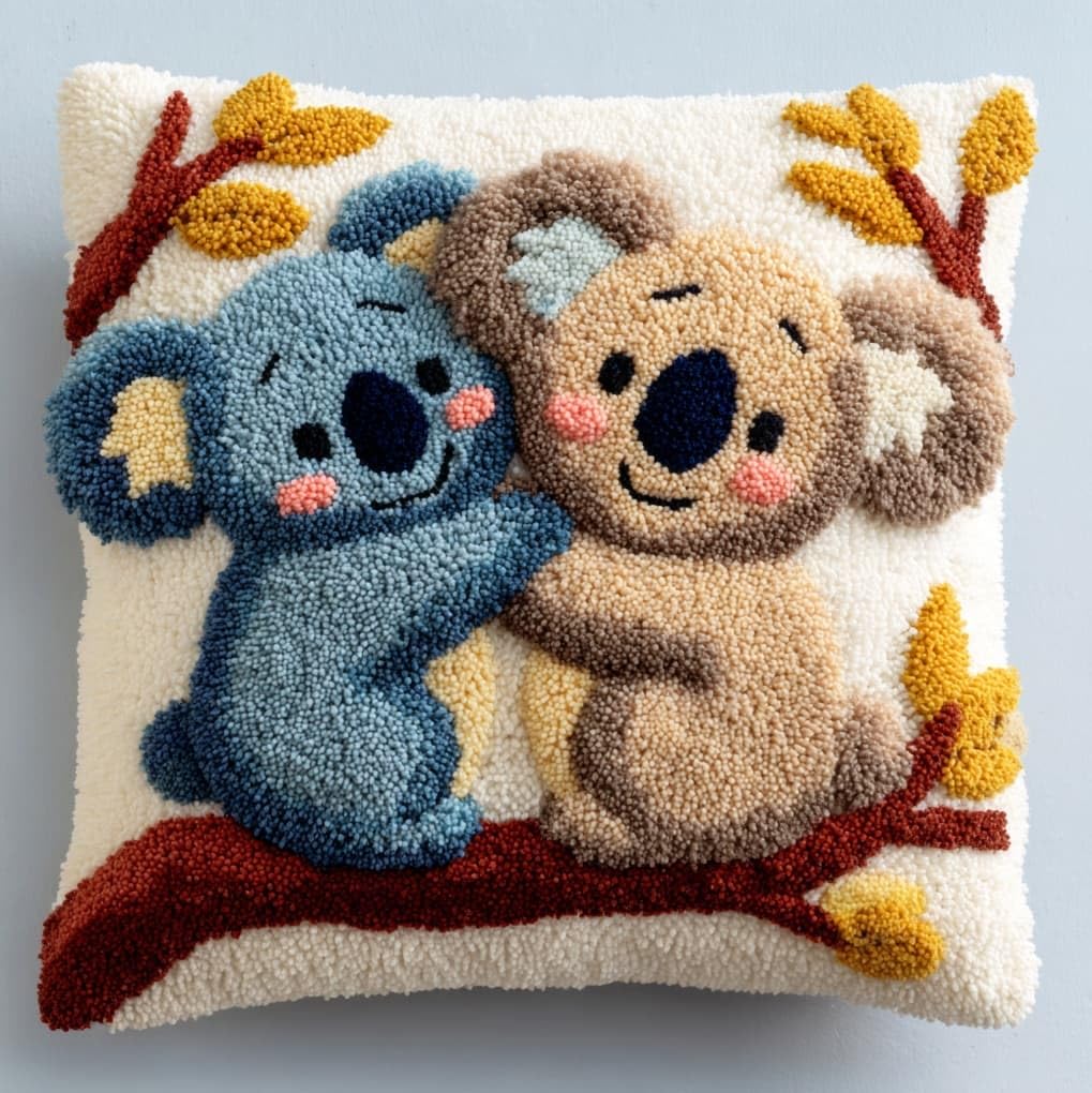 AxiangziK Latch Hook Pillow Cover Kit,Two Koalas