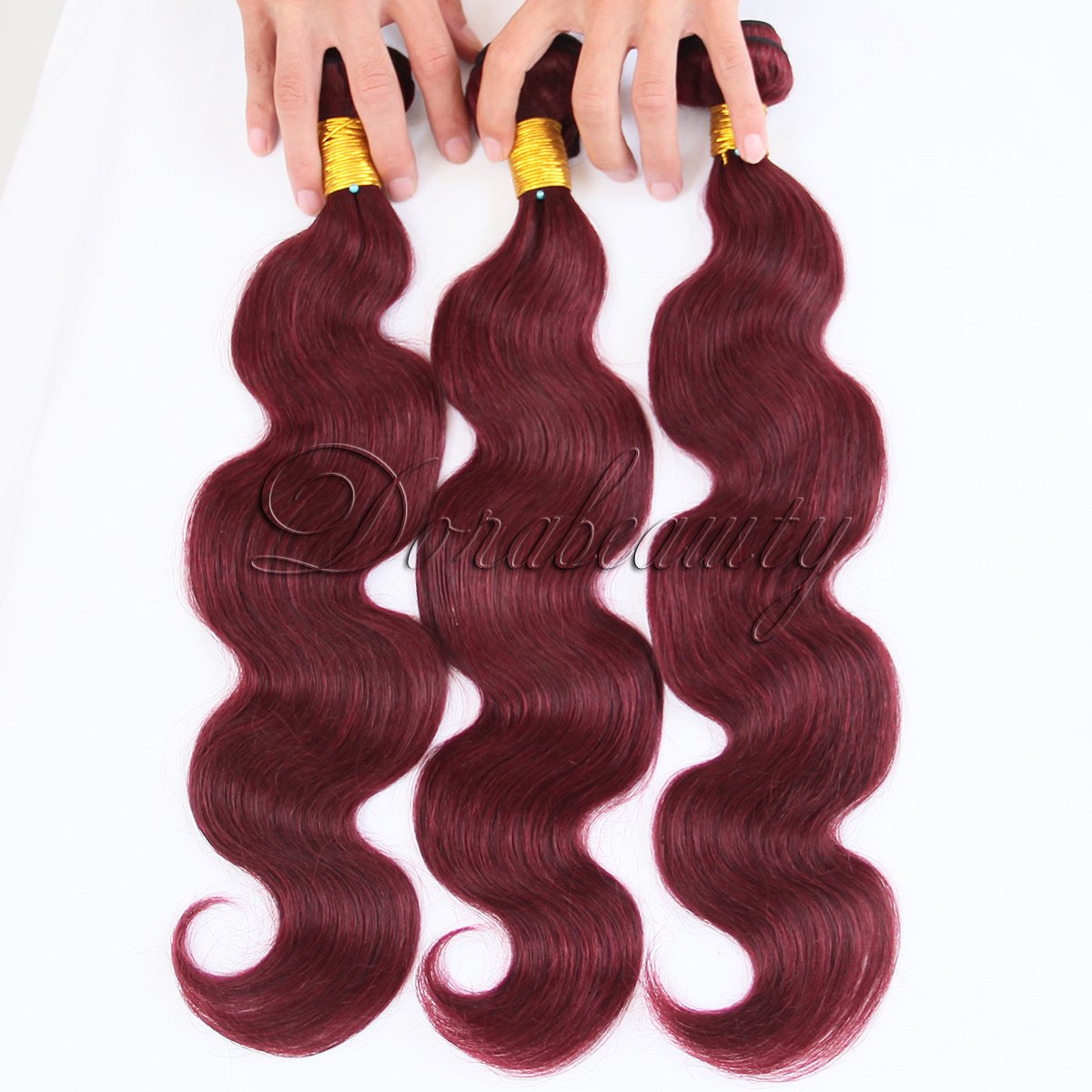 Brazilian Human Hair Burgundy Bundles with Lace Closure 4×4 Body Wave #99J Wine Red Free Part Pre Plucked Natural Hairline with Baby Hair 10+12 14 16 inch