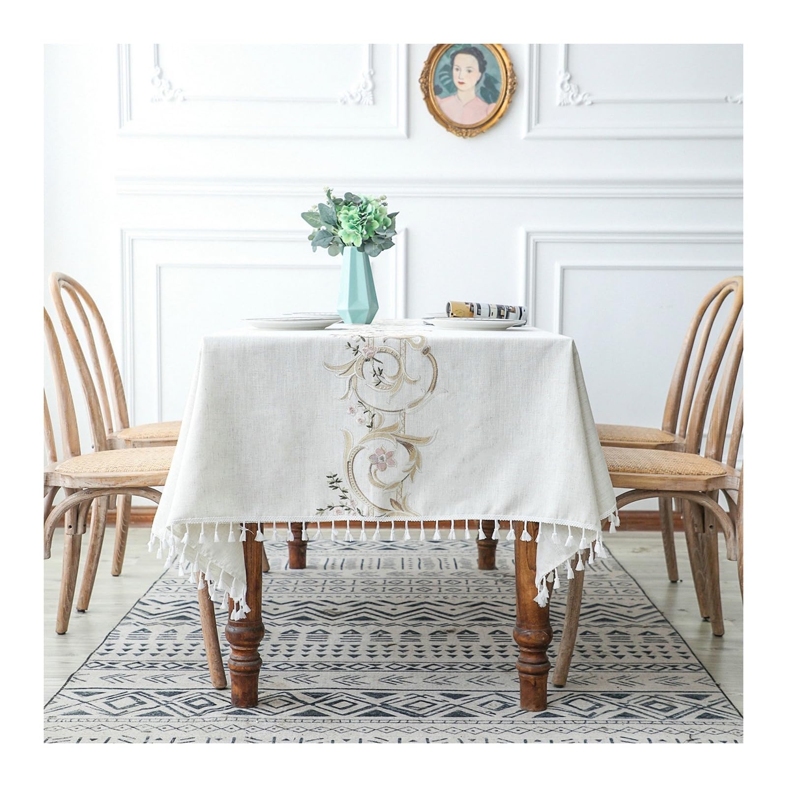 Nappe de table blanche KnSam en polyester pour repas de famille et déco de jardin