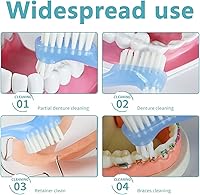 Vista 5 de Cepillo de dientes pequeño para dentaduras postizas, cerdas multicapas, mango de goma ergonómico para limpieza de dientes falsos