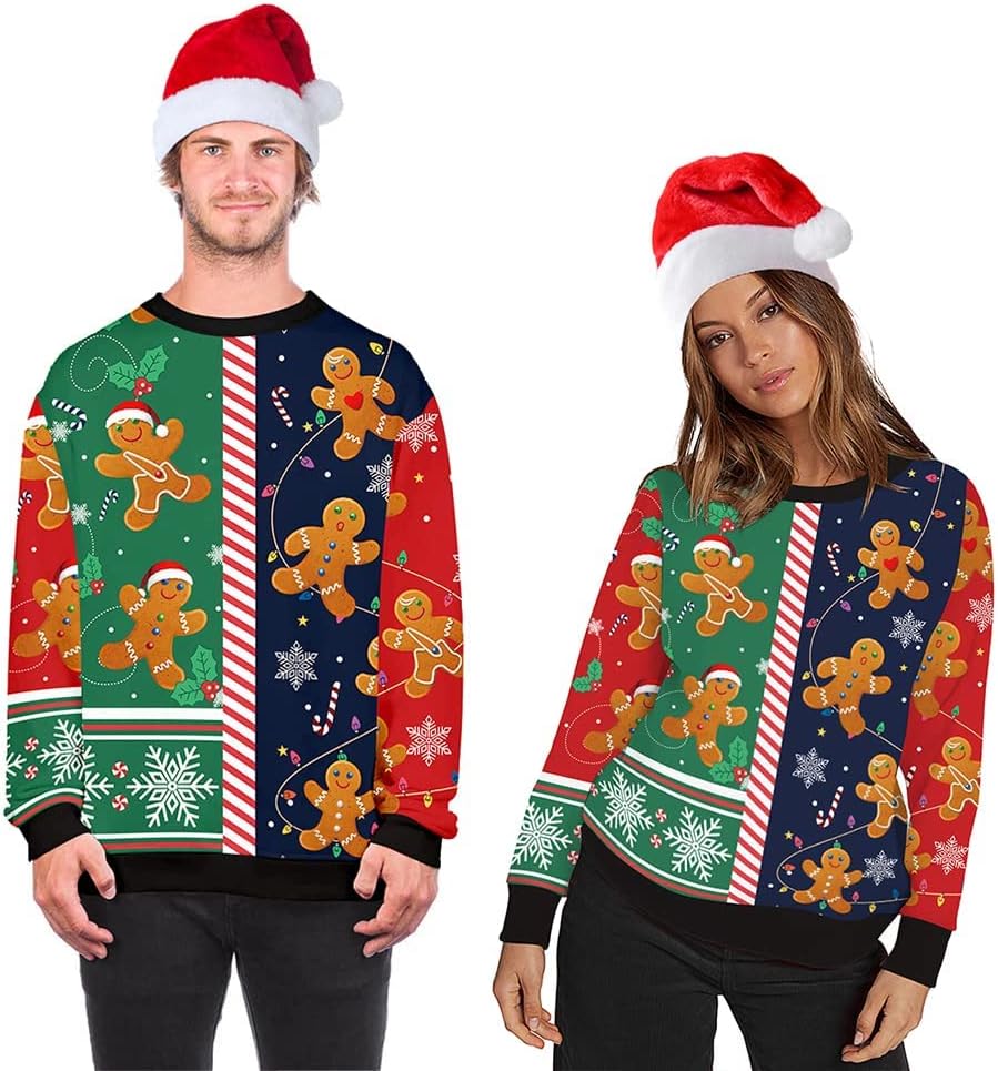 Jumppmile Unisex Ugly Cute Christmas Sweatshirt Crew Neck 3D Print Xmas Pullover Sweatshirt - Image 5