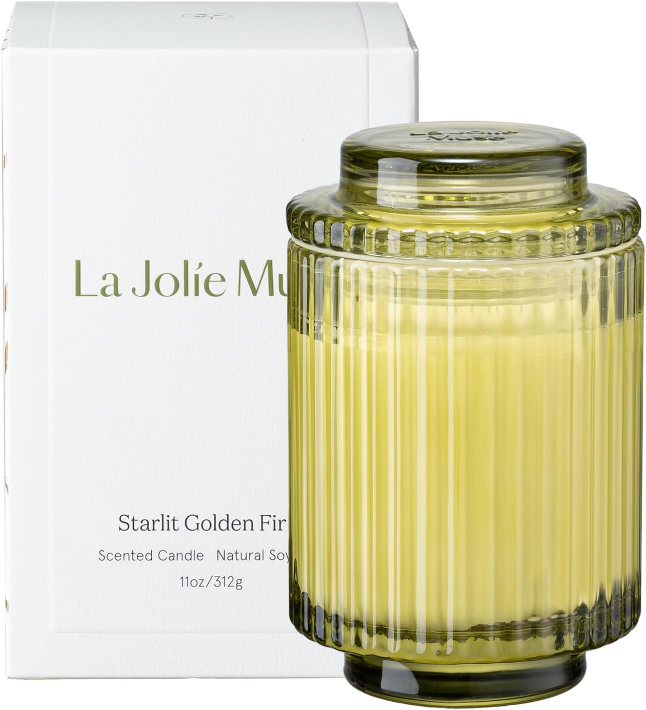 LA JOLIE MUSE Starlit Golden Fir Scented Candle, Fir & Cedarwood Candle, Scented Candles for Home, Candle Gifts for Women & Men, Natural Soy Candles, 11oz, 60 Hours Burn Time