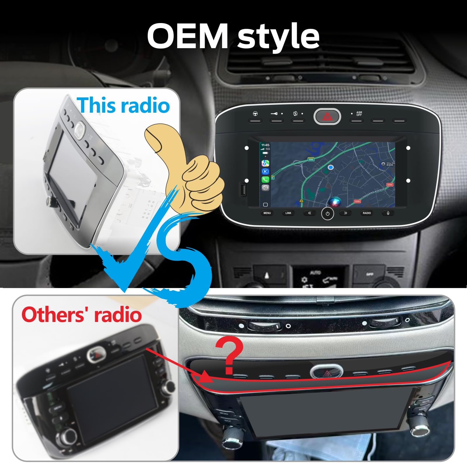 Autoradio Linux per Fiat Punto(2010-2016) Linea(2012-2015) con CarPlay Wireless e Android Auto, avvio in 2 secondi, comandi fisici tramite manopola, audio di livello OEM, installazione Plug & Play