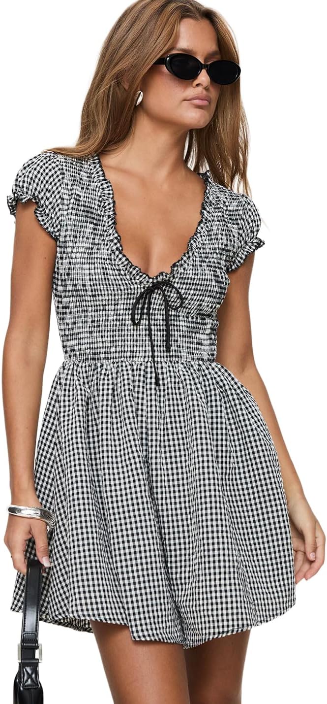 Princess Polly womens Wescott Gingham Playsuit Black/White