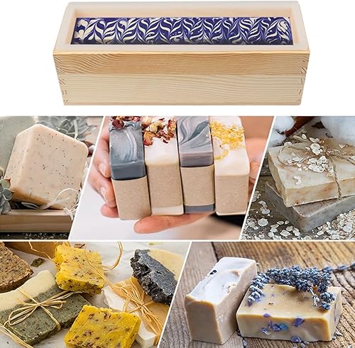 Miniatura 7 de Juego de 3, moldes para pan de jabón, moldes de jabón de 42 onzas para hacer jabón con cajas de madera, moldes de barra de jabón se pueden utilizar
