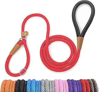 lynxking Schleppleine für Hunde Hundeleine Retrieverleine Führleine Zugleine für kleine mittelgroße große Hunde (Red, Zugstopp-1.3cm x 180cm)