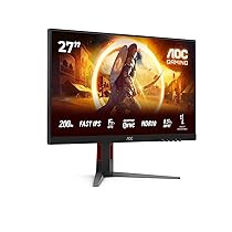 AOC Gaming 27G4HA – Monitor Full HD da 27 pollici, 200 Hz, 1 ms, comp. G-Sync, HDR10 1920×1080, 2x HDMI 2.0, 1x DisplayPort 1.4 nero-rosso, 27 inch FHD Fast IPS, Regolazione altezza – Altoparlanti