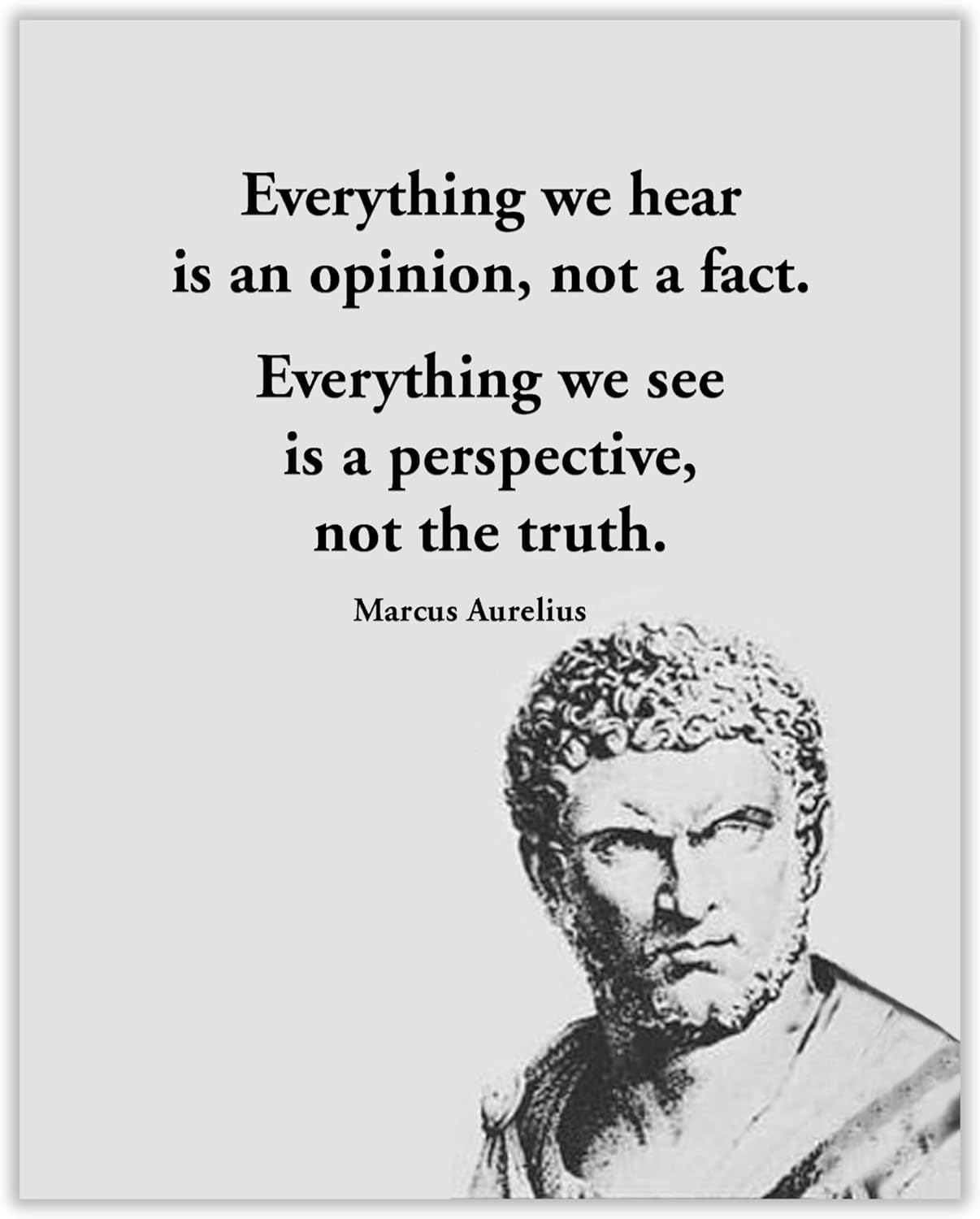 Inspirational Wall Art – Marcus Aurelius Quote Sculpture Print – 8x10 Unframed – Vintage Motivational Stoic Philosophy Wall Decor for Living Room, Office, Bedroom or Home, Positive Mindset Artwork