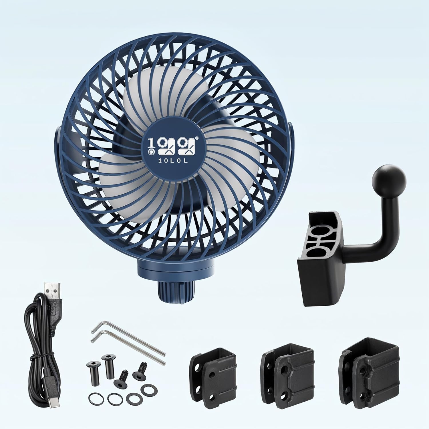10L0L USB Golf Cart Fan - Magnetic Mount & Secure Bracket,Rechargeable,56H Battery,Silent 360° Adjustable,for Golf & RV