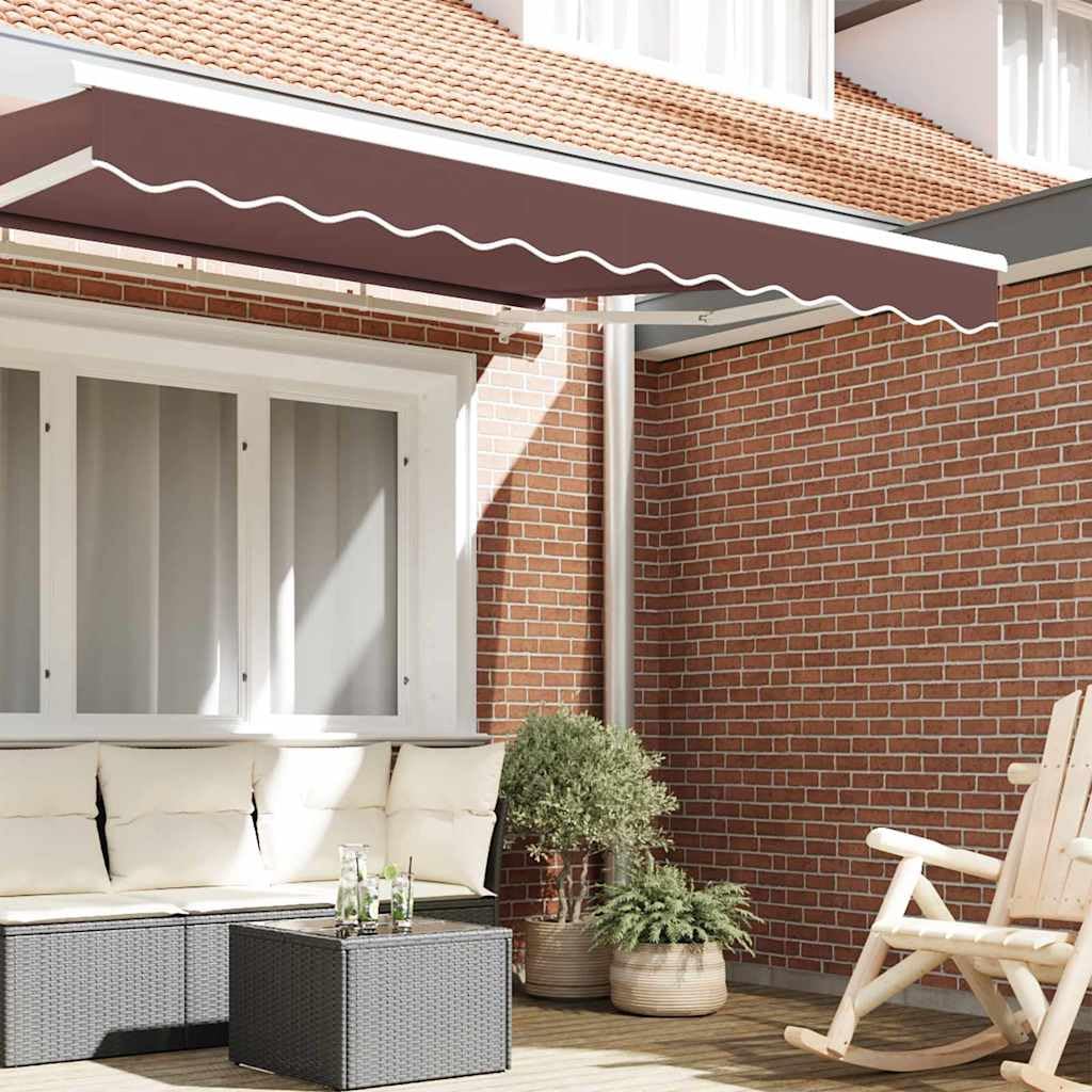 Remplacement Lambrequin Store banne extérieur Rayure Marron 2,5 m Polyester résistant UV déperlant Toile pour terrasse Jardin Balcon