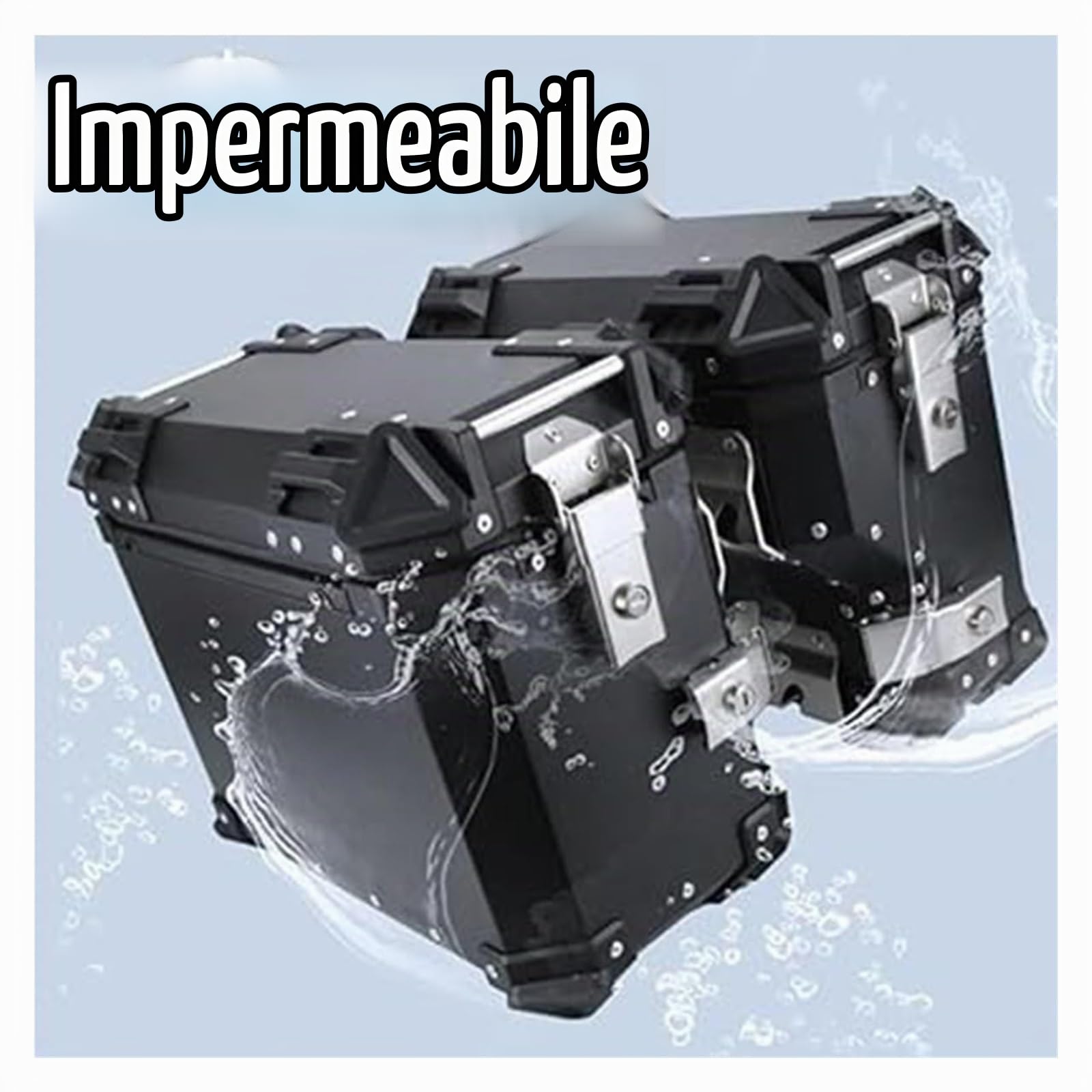 Dmmfmfterl 38L alluminio valigie laterali per motocicli coppia valigie laterali per motocicli valigia bagagli con supporto di montaggio e serrature di sicurezza impermeabili (nero, 45 x 36.6 x 22