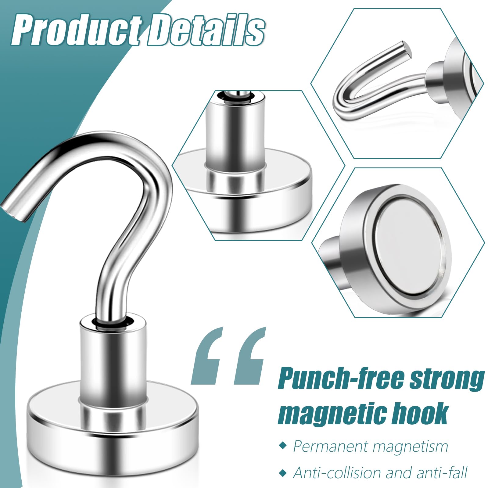 MAGXCENE 32 Pack Magnetic Hooks Heavy Duty, 25 lbs Strong Magnet Hooks for Cruise Refrigerator, Neodymium Magnets with Hooks for Grill Hanging Kitchen Tool Storage