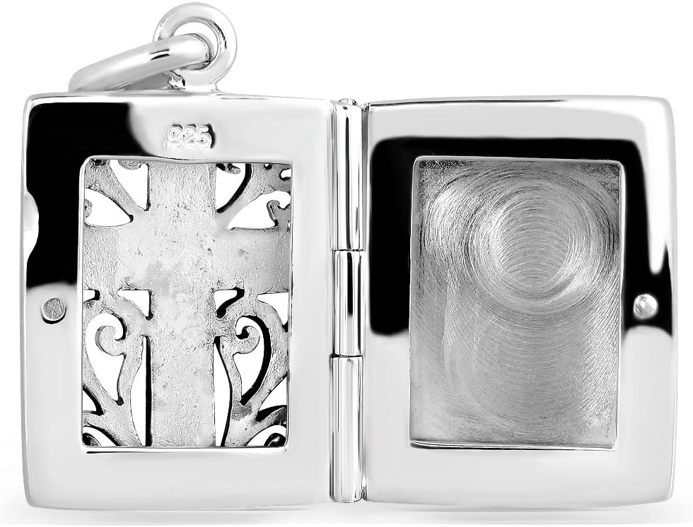 WithLoveSilver 925 Sterling Silver Antique Cut Out Prayer Box Cross Locket Pendant