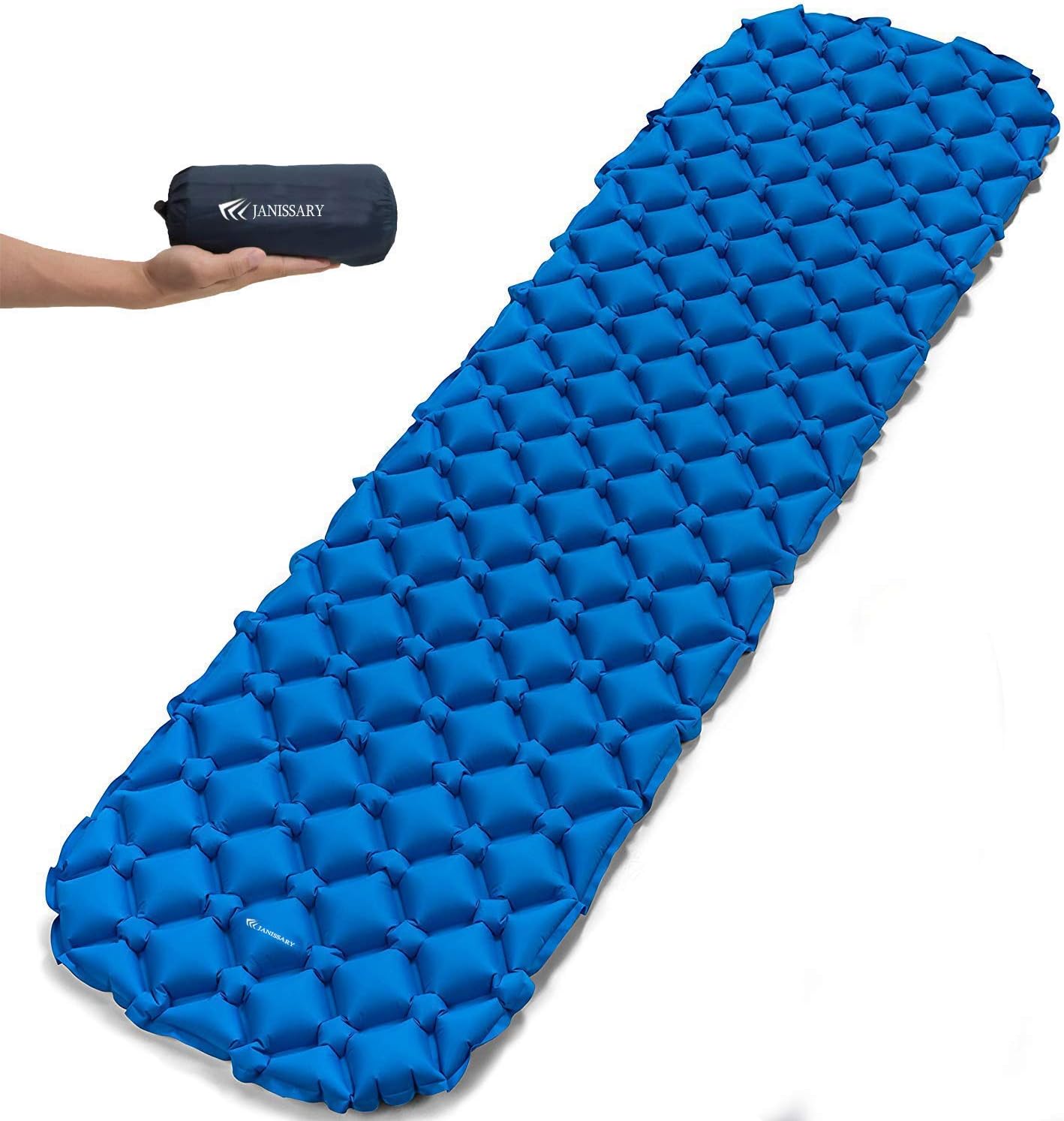 JANISSARY Camping Sleeping Pad Inflatable Compact and Waterproof Lightweight Sleeping Bag for Backpacking Hiking and Hammock Sleep Comfortably in The Outdoors Perfect Size Mattress