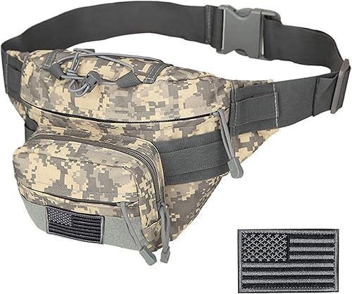 Riñonera táctica, bolsa militar para la cintura, bolsa de utilidad para senderismo, escalada, pesca con parche de Estados Unidos (1 paquete Z-ACU)