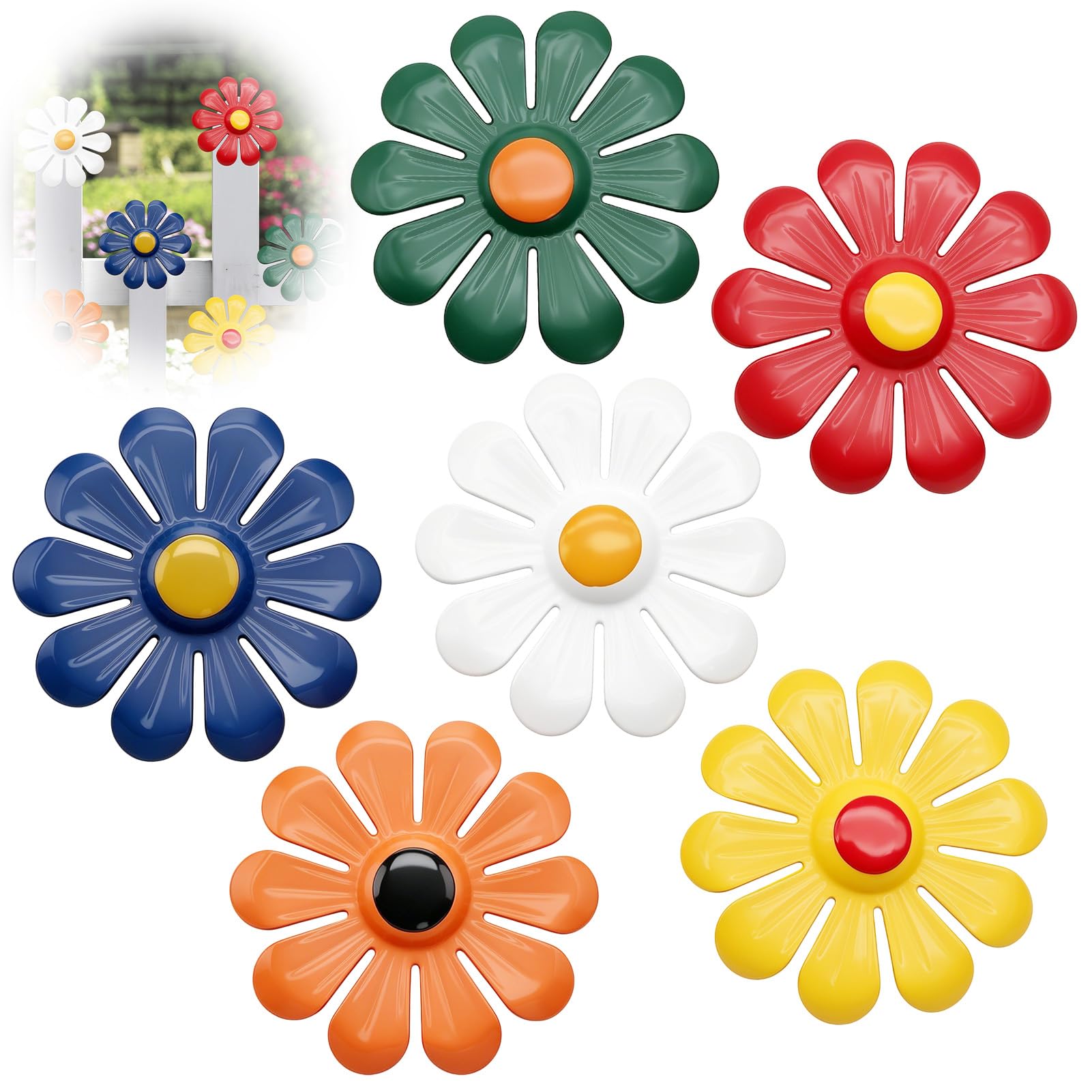 YDSW 6 Pcs Metal Sunflower Wall Art for Garden Fence