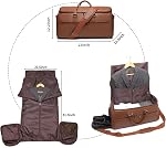 Carry On Garment Bag for Travel, Convertible Travel Garment Bag for Men Women, 2 in 1 Hanging Suitcase Suit Business Travel Bag, Brown, 39"L x 21.5"W x 12.2"H, Travel