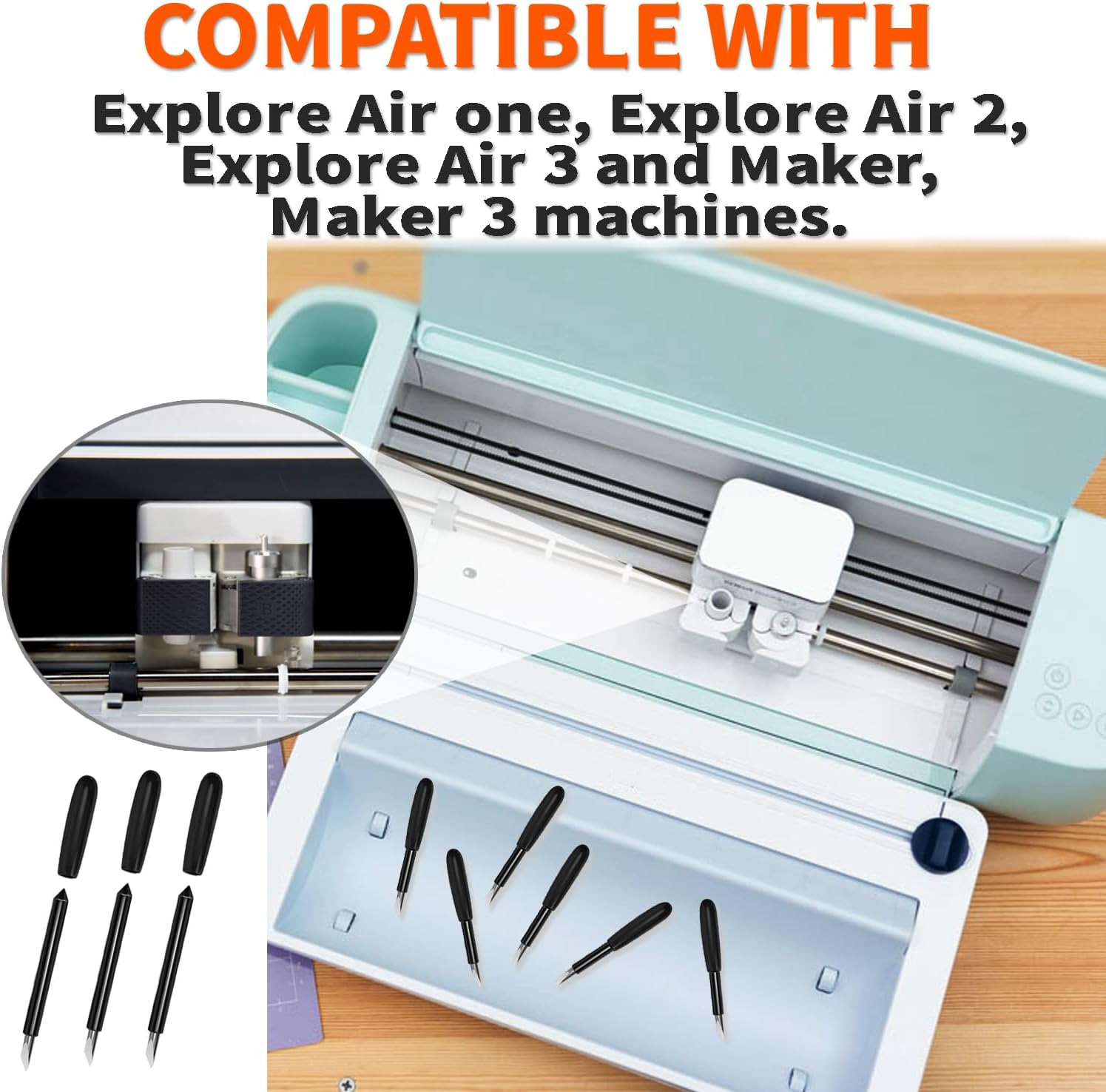 THANMAO 10 Pcs Deep Cut Replacement Blade Compatible with Explore Air 2/Air 3/Explore 4/Maker/Maker 3/Maker 4, Cutting for Metallic/Genuine Leather,Craft/EVA Foam,Aluminum Foil, Magnetic, Etc