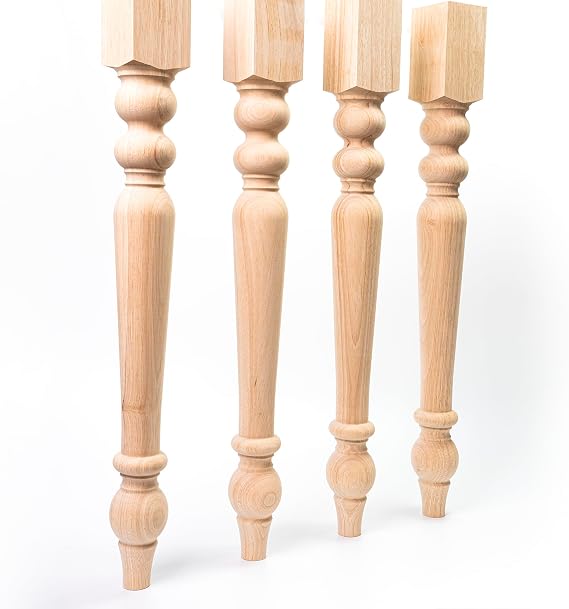 decorluxes Unfinished Farmhouse Table Legs Dining Table 2.8 X 29 Set of 4 DIY Coffee Table Rustic Turned Style Leg | Easy to Paint Any Color You Want (29 inch)