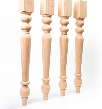 decorluxes Unfinished Farmhouse Table Legs Dining Table 2.8 X 29 Set of 4 DIY Coffee Table Rustic Turned Style Leg | Easy to Paint Any Color You Want (29 inch)