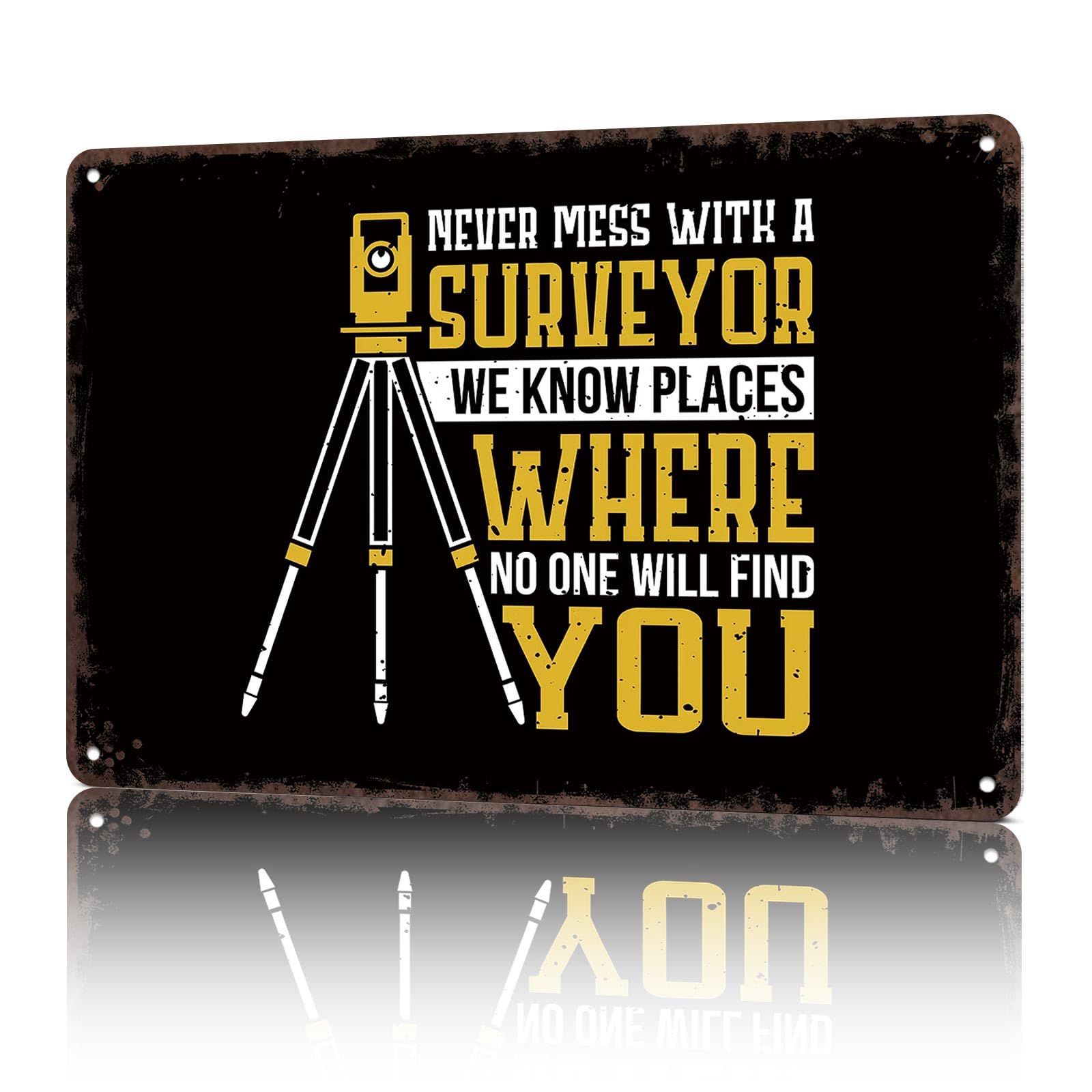 KWQDOZF Vintage Metal Signs Land Surveyor Funny 8x12inch