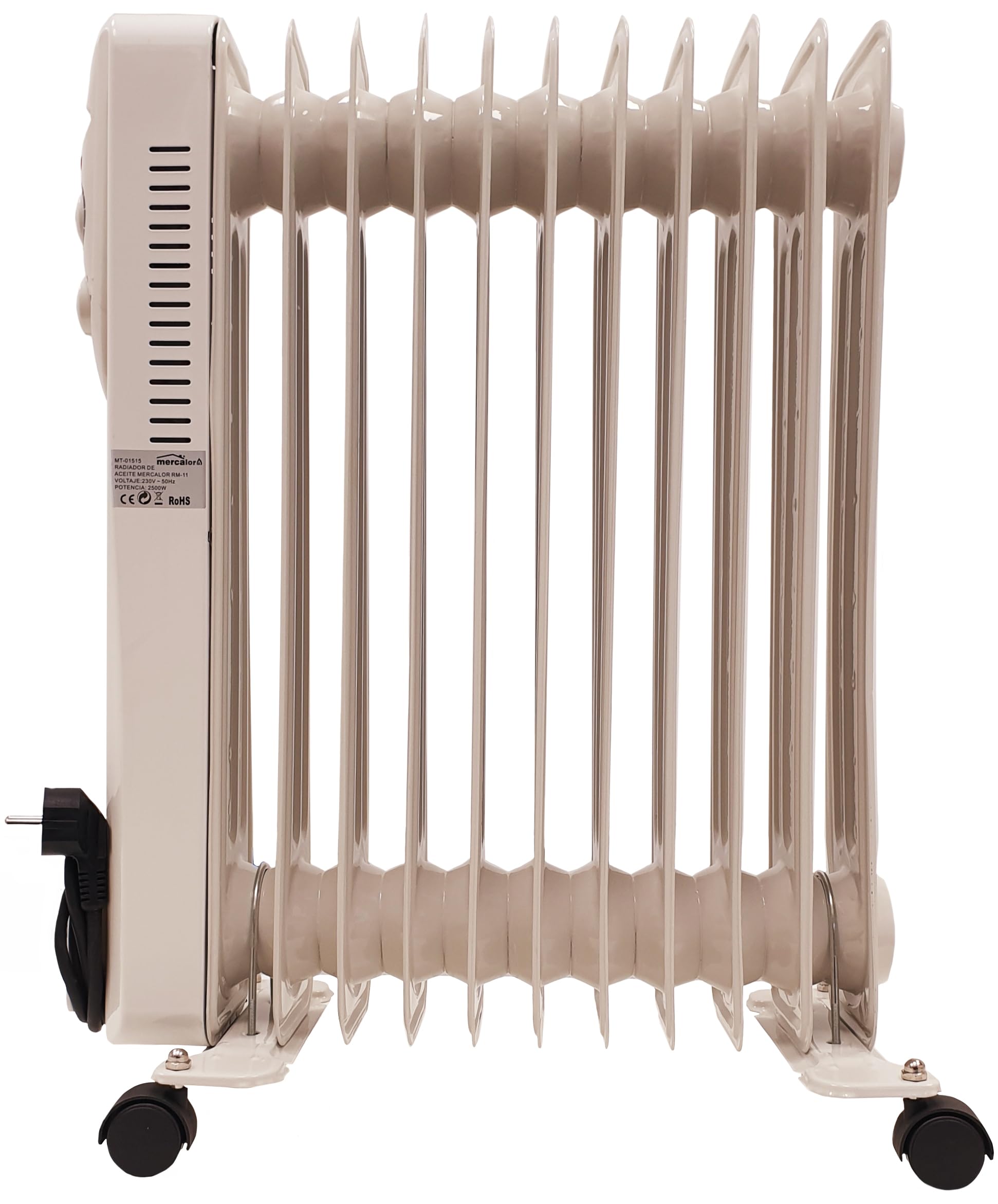 MT – Radiatore Olio. 11 elementos. Termostato ajustable. Sistema automatico di Proteccion por sobrecalentamiento. Potenza: 2.500 W.