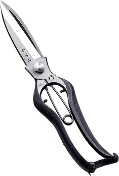 Leaf Trimming Scissors Handheld Hedge Shears 9", Professional One-Handed Hedge Clippers for Trimming of Hedges and Trees, Japanese Carbon Steel Blade, Spring Loaded Handle, Made in Japan