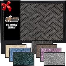[64% off] GORILLA GRIP 100% Waterproof All-Season WeatherMax Doormat US Designed Natural Rubber, Stain Fade Resistant, Low Profile Indoor Outdoor Door Mats, Easy Clean, 17x29 Gray Diamond