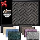 GORILLA GRIP 100%!W(MISSING)aterproof All-Season WeatherMax Doormat US Designed Natural Rubber, Stain Fade Resistant, Low Profile Indoor Outdoor Door Mats, Easy Clean, 17x29 Gray Diamond