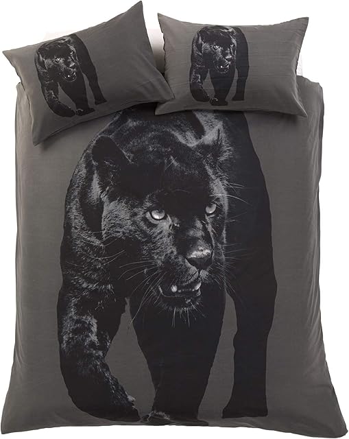 Olivia Rocco 3D Animal Print Duvet Sets, Single, Black Panther