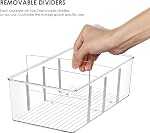 Vtopmart 2 Pack Food Storage Organizer Bins, Clear Plastic Bins for Pantry, Kitchen, Fridge, Cabinet Organization and Storage, 2 Compartment Holder for Packets, Snacks, Pouches, Spice Packets