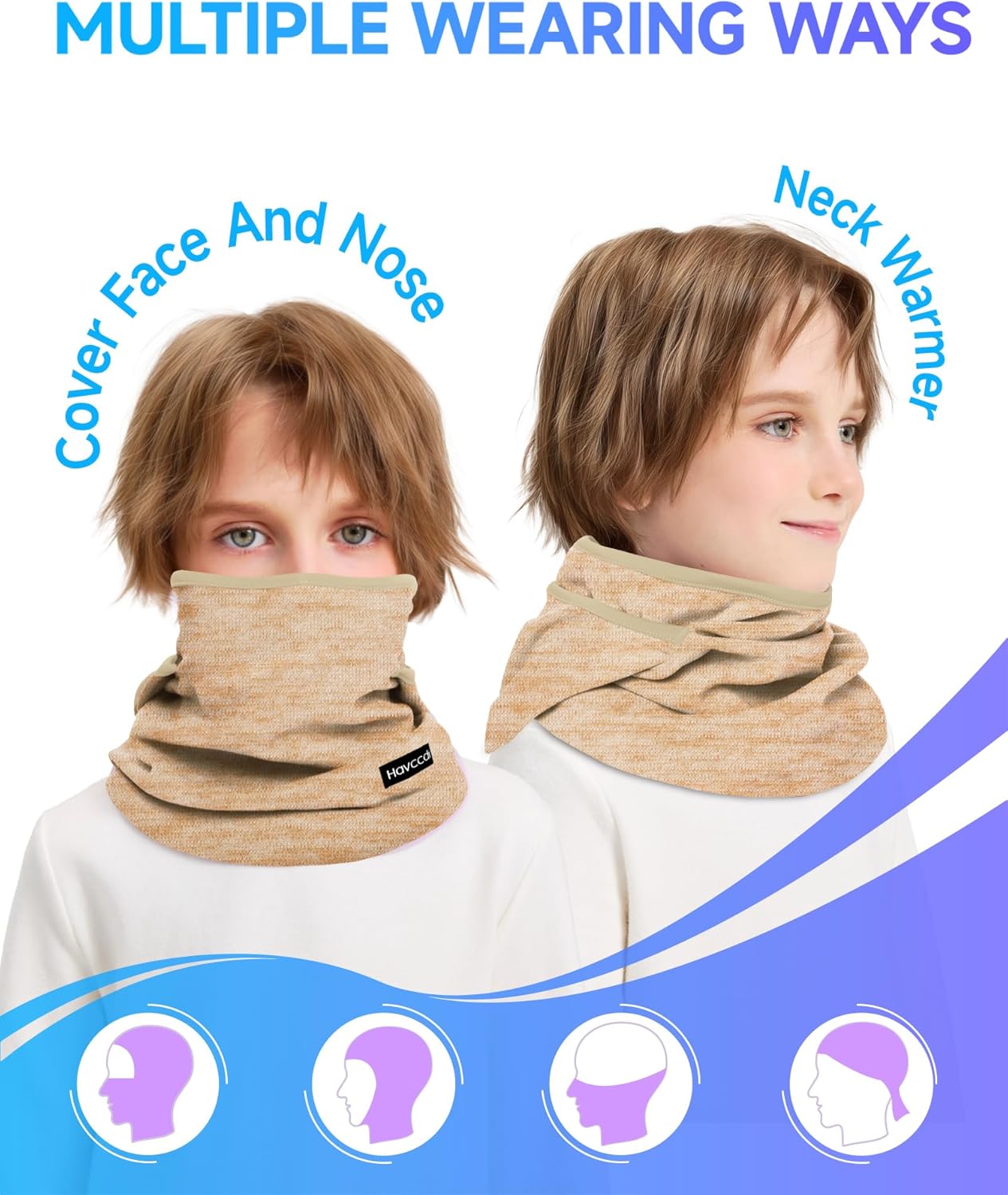 Kids Ski Mask Balaclava, Winter Fleece Full Face Mask Neck Warmer for Boys Girls in Cold Weather Skiing Cycling - Image 6