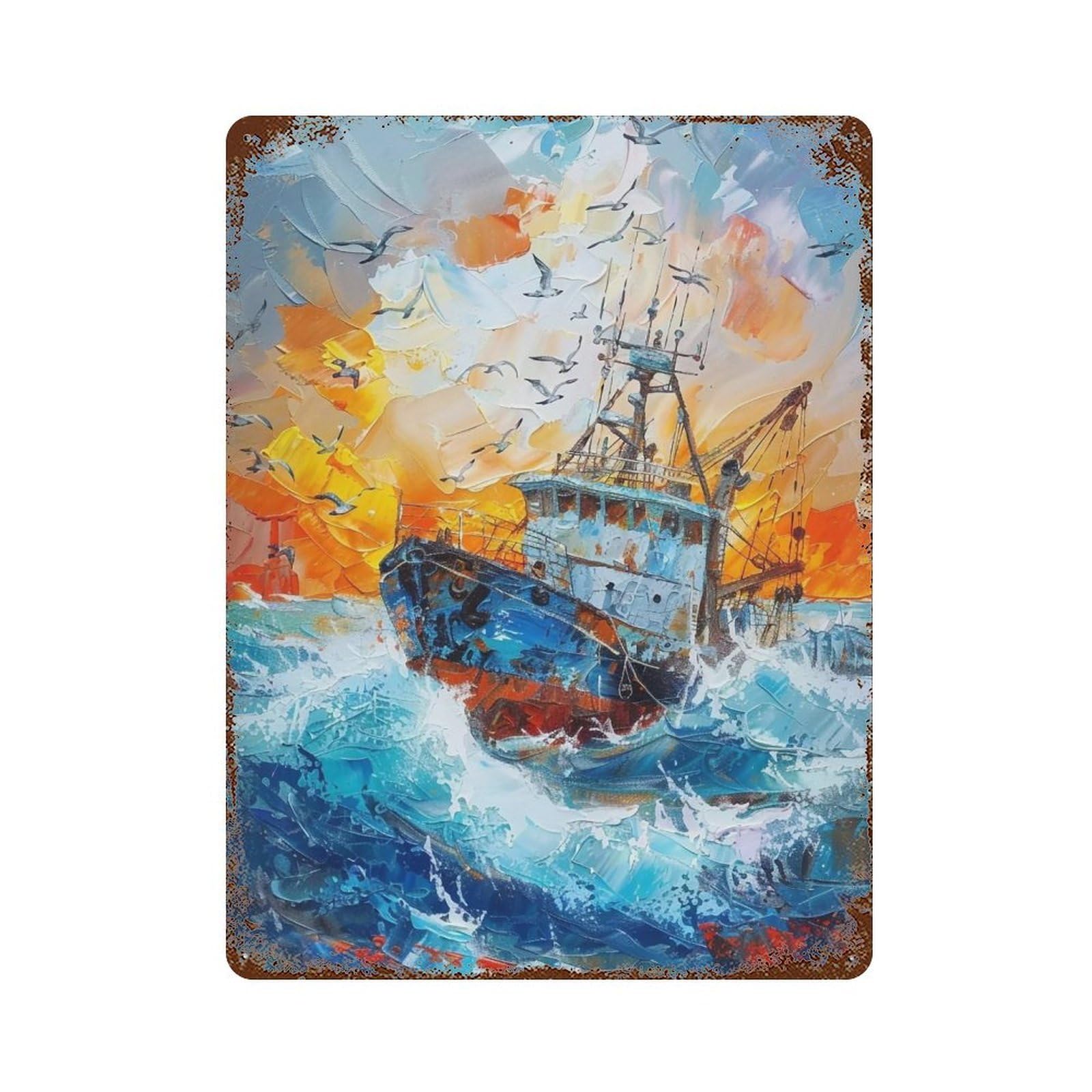 HDURYEYRYY Voyage Into Sunset 04 Wall Retro Iron Vintage Art Metal Tin Sign Poster Modern Home Cofffee Club Art Bar Shop Decor 40x30cm
