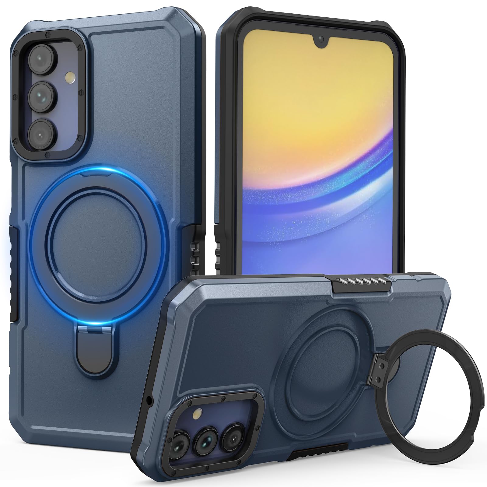 for Galaxy a15 5g Case: Heavy Duty Protective Military Grade Armor Galaxy a15 Case with Powerfull Hard Metal Inset Sdander (Blue)