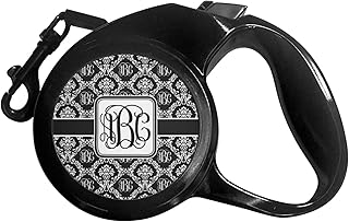 Monogrammed Damask Retractable Dog Leash - Large (Personalized)