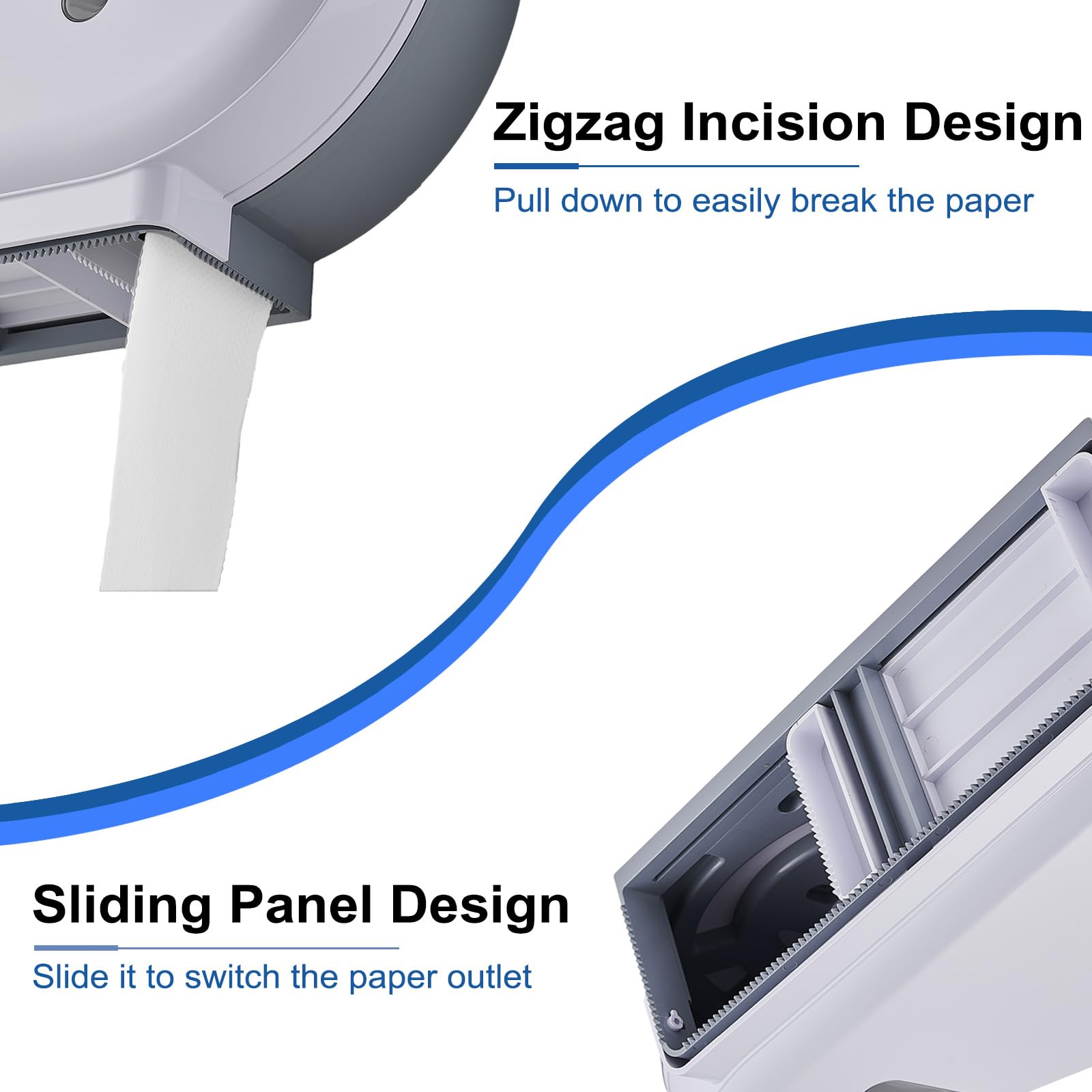 Pollock Dispensador de Doble Rollo de Papel Higiénico Jumbo, Capacidad Extragrande, Sin Agujeros, Blanco