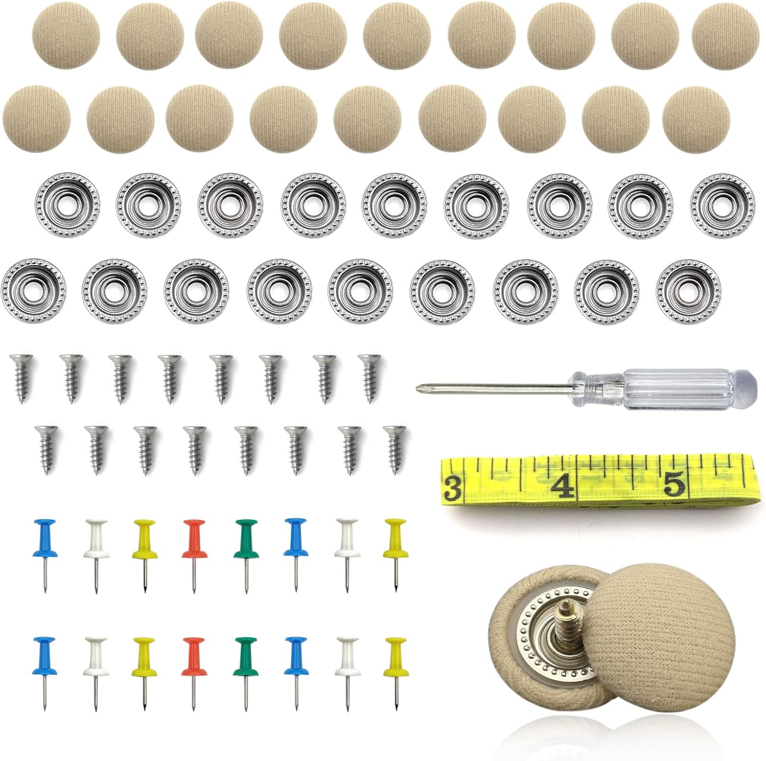 Car Headliner Repair Kit 60 Snap Rivets and Installation Tool for Ceiling Cloth Fixing in