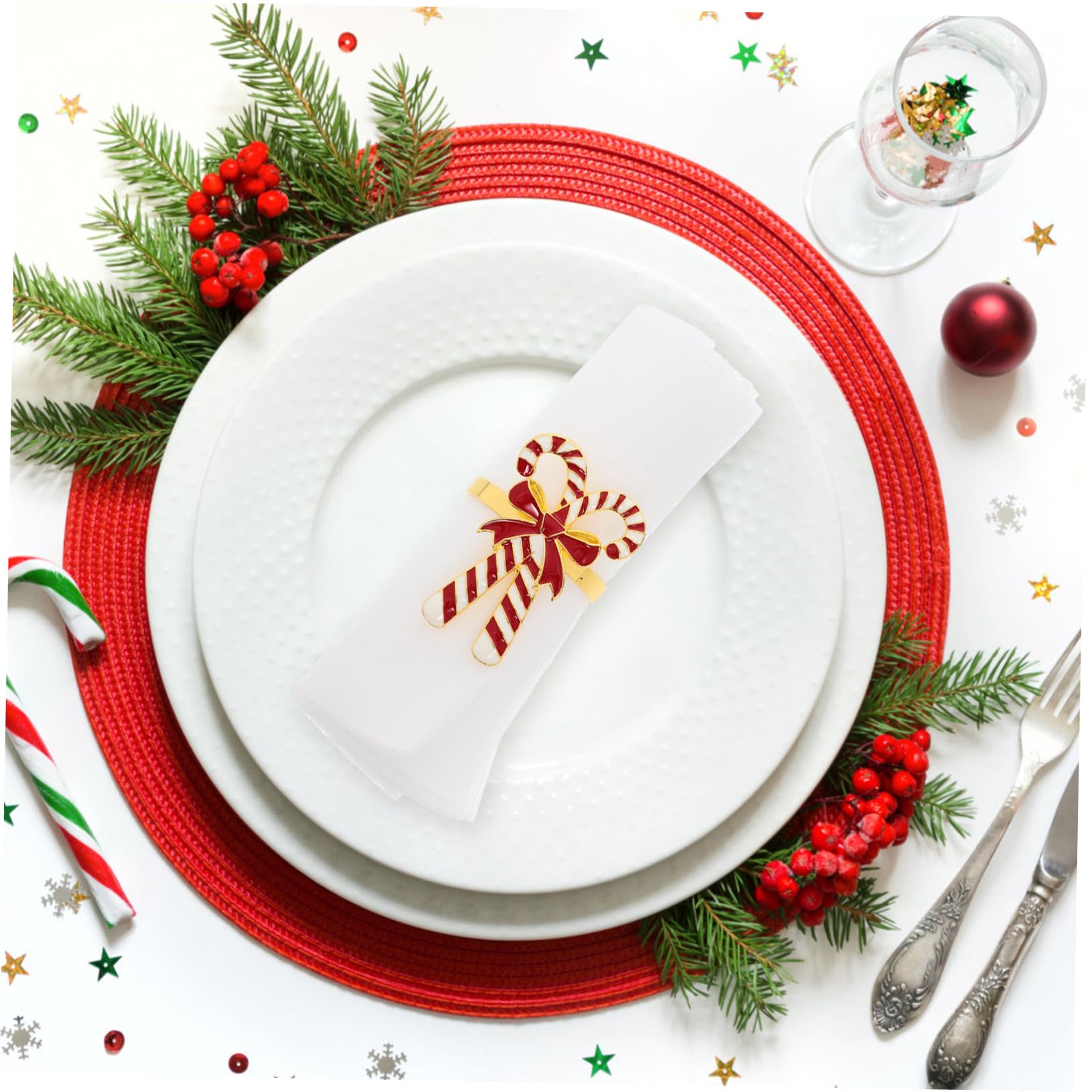 4 Pezzi Portatovaglioli Natalizi Forma in per Tovaglioli Eleganti e Riutilizzabili Decorazione Tavola per Feste e Natale