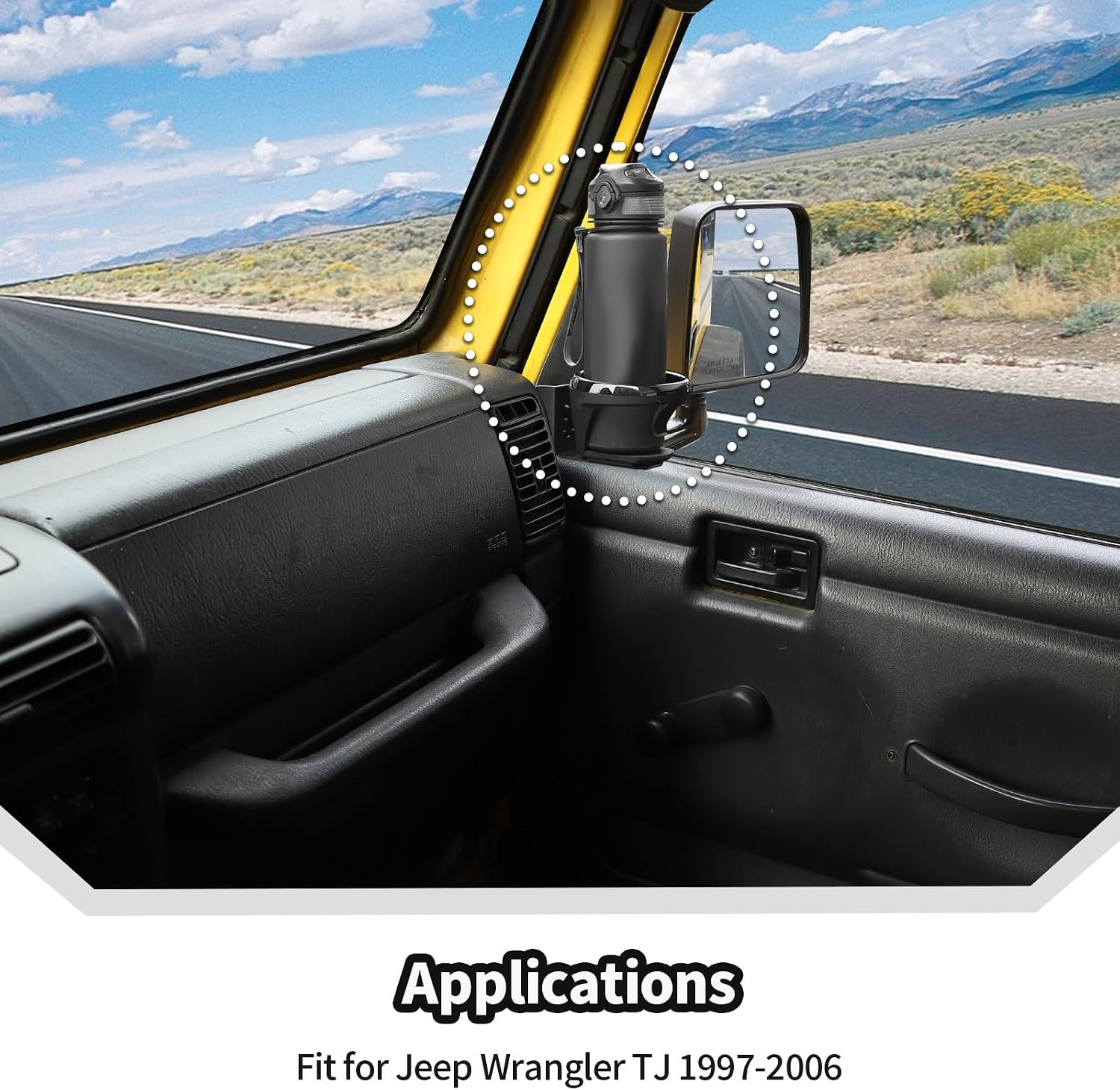 JeCar Front Door Cup Holder Fit for 1997-2006 Jeep Wrangler TJ Wrangler (Passenger-Side)