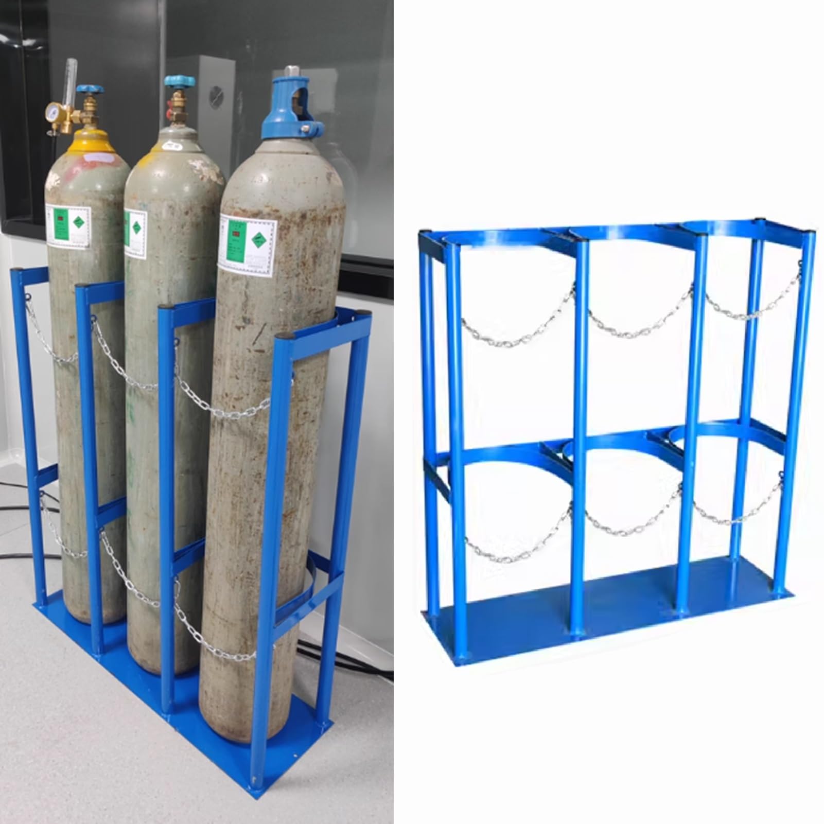 GTHTUHFD Heavy Duty Oxygen Cylinder Rack - Universal 40L Medical Tank Holder, Large Steel Storage Bracket For S & Factories, Fits 24-32Cm,24-87cm(9.4-34.2in)