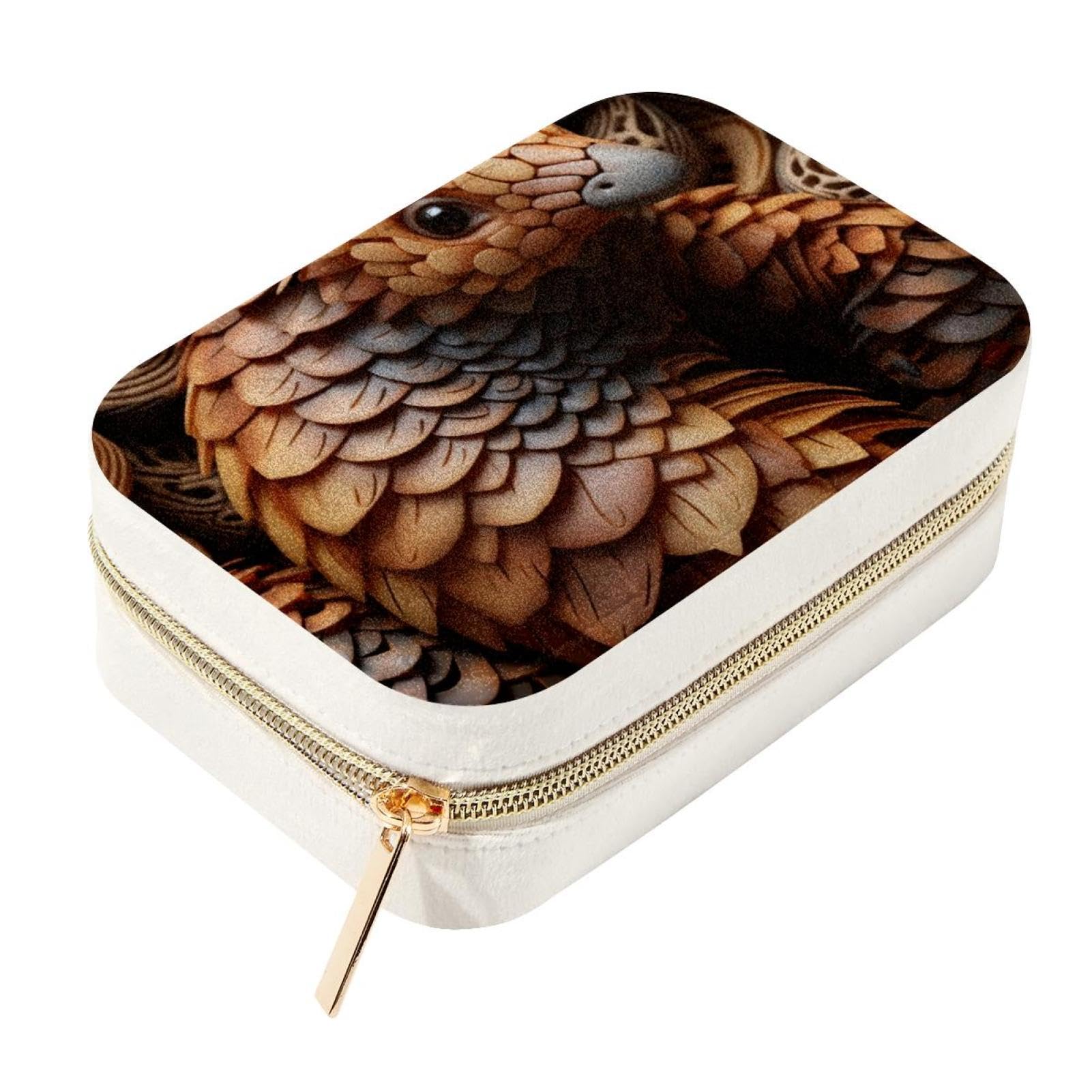 Boîte à bijoux Pangolin en velours : organiseur de voyage spacieux pour femmes