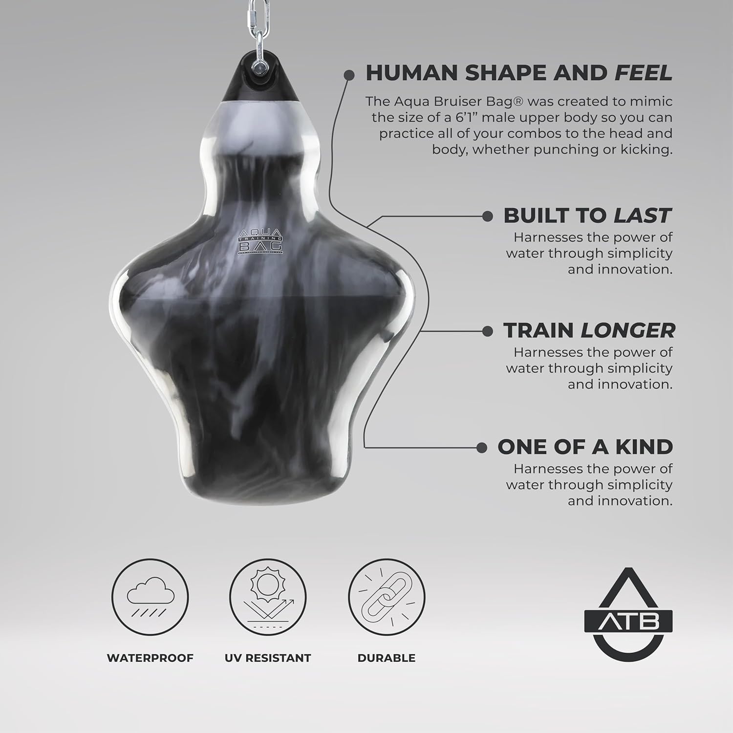Aqua Training Bag | 150lb Bruiser Bag | Torso-Shaped Heavyweight Punch Bag | Made in The USA & Built to Last | Easier On Joints So You Can Train for Longer | Water-Filled & Versatile